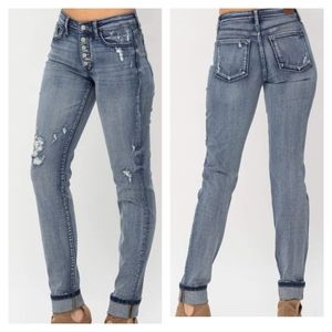New Judy Blue Mid Rise Boyfriend Jeans
